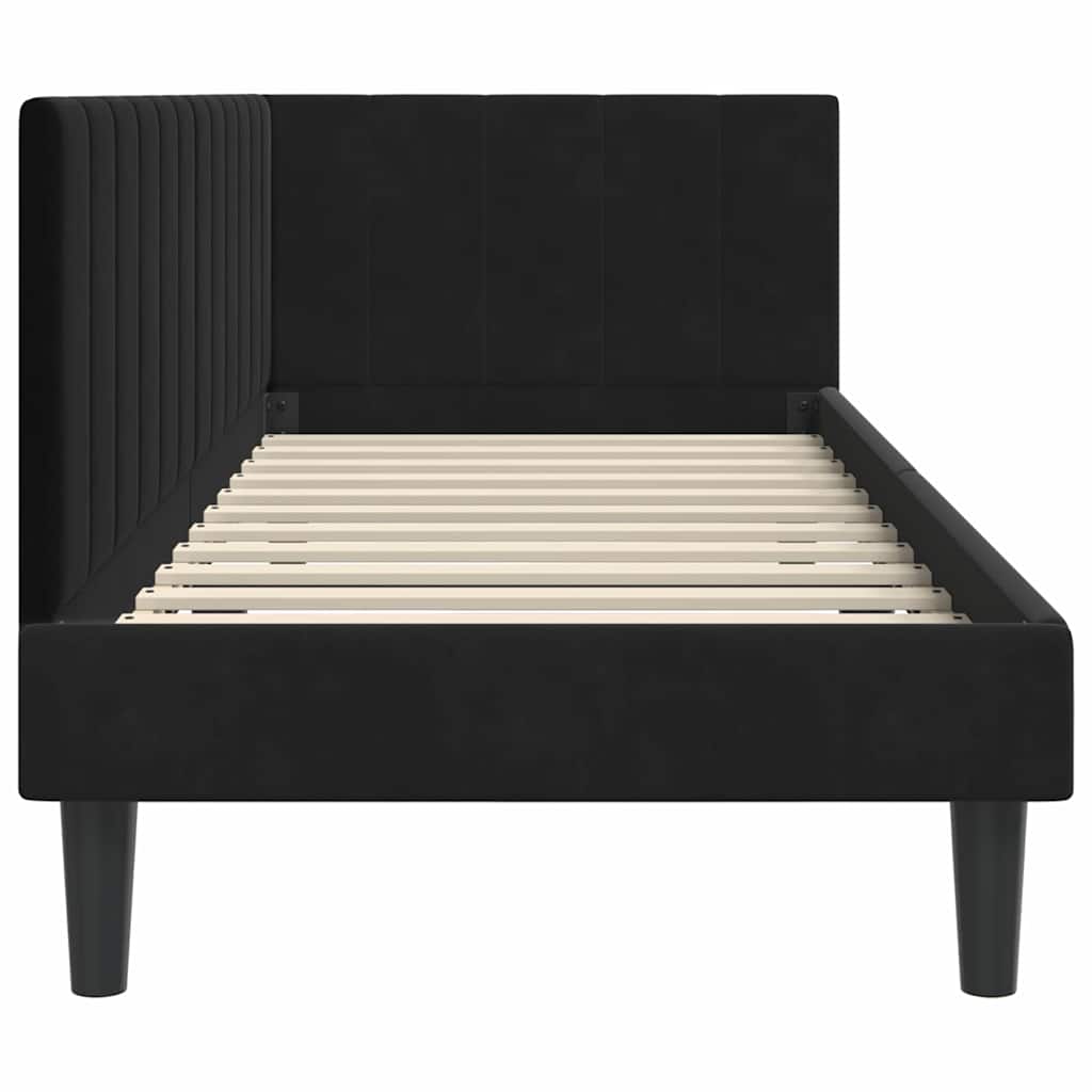 L Shaped Bed Frame with Headboard Black 80 Cm X 200 Cm Velvet
