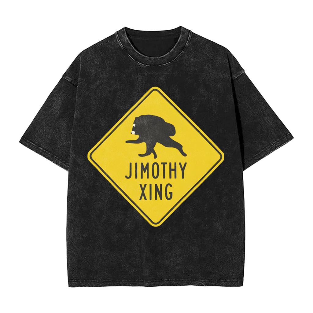 Washed T Shirts Jimothy Raccoon Hip Hop Casual T-Shirts Oversize Funny Animal Streetwear Cotton Printed Tee Shirt for Men Women