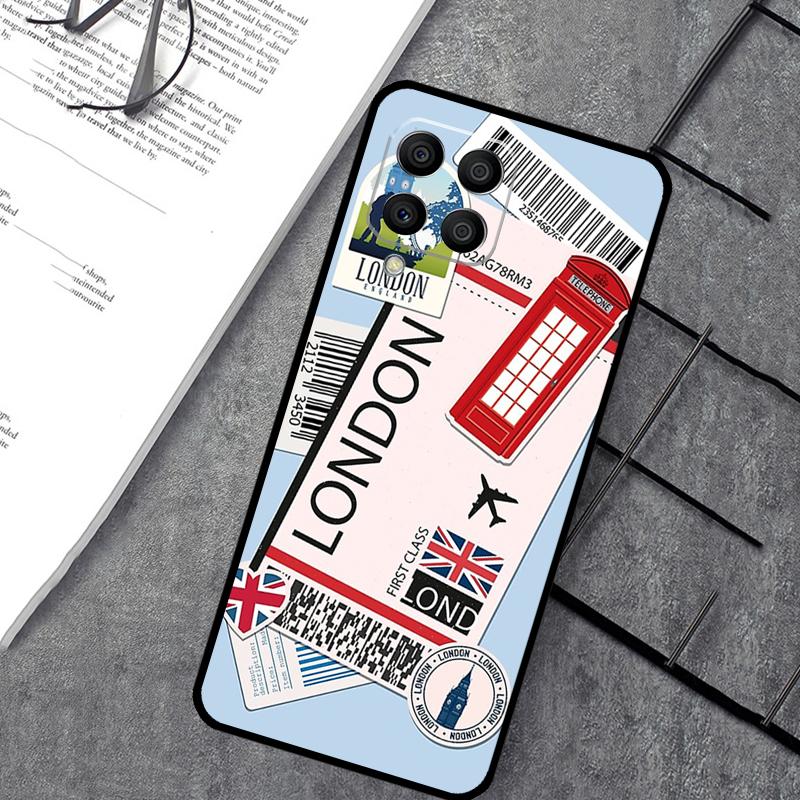New York TOKYO Traveltickets Case For Samsung Galaxy M14 M12 M11 M13 M15 M06 M16 M36 M56 M31 M53 M32 M52 M35 M55 M34 M54