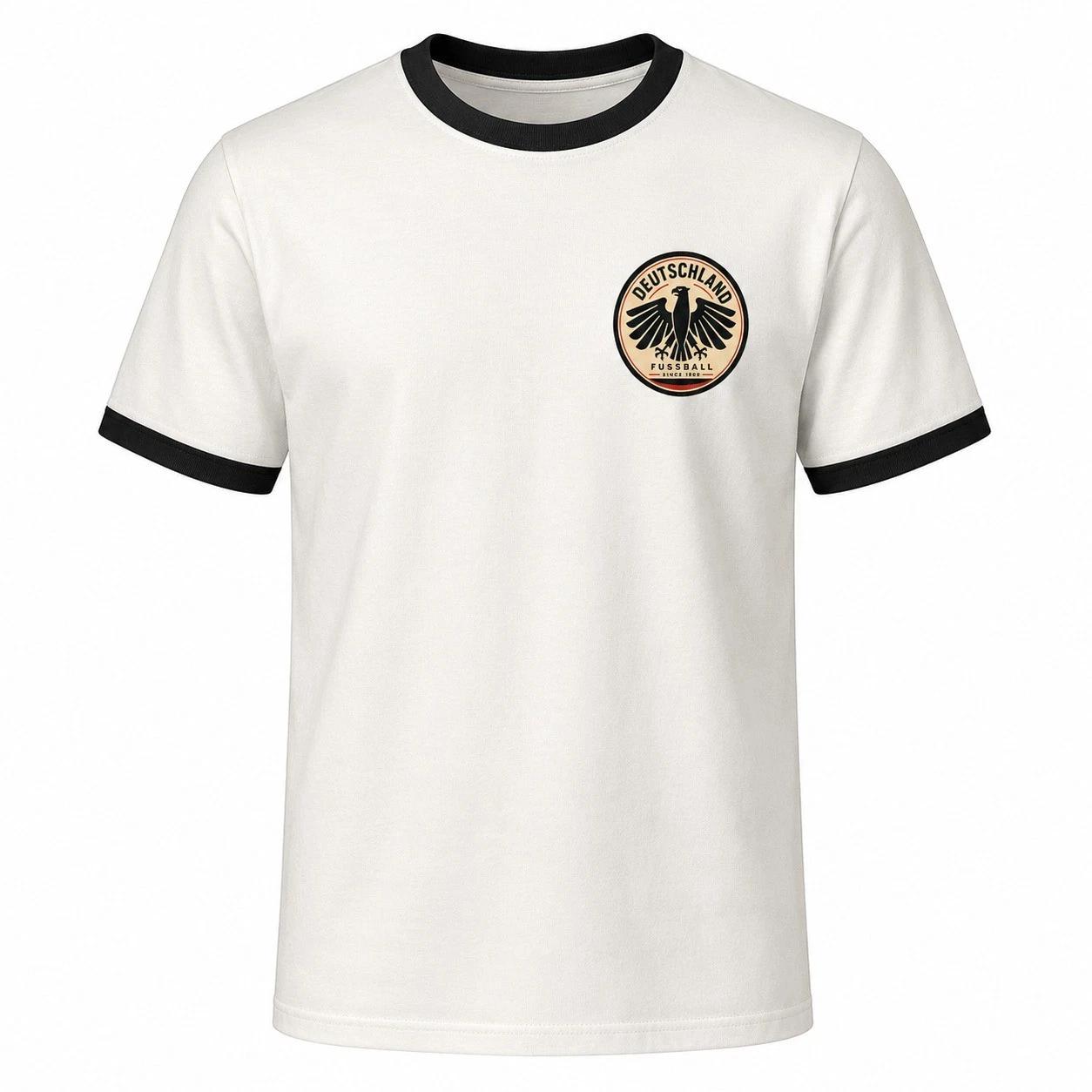 Retro Germany Ringer T-Shirt Unofficial Football Fan Eagle Crest Tee Gif S