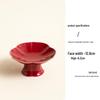 Red Ceramic Dessert Plate: Retro Chinese Pastry & Fruit Display Dish