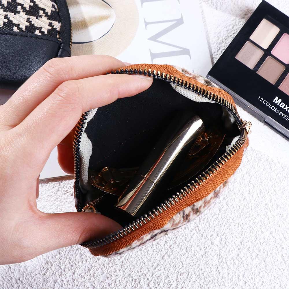 Handy Fabric Mini Double Layers Zipper Canvas Wallet Card Holders Leather Bag Women Coin Purse