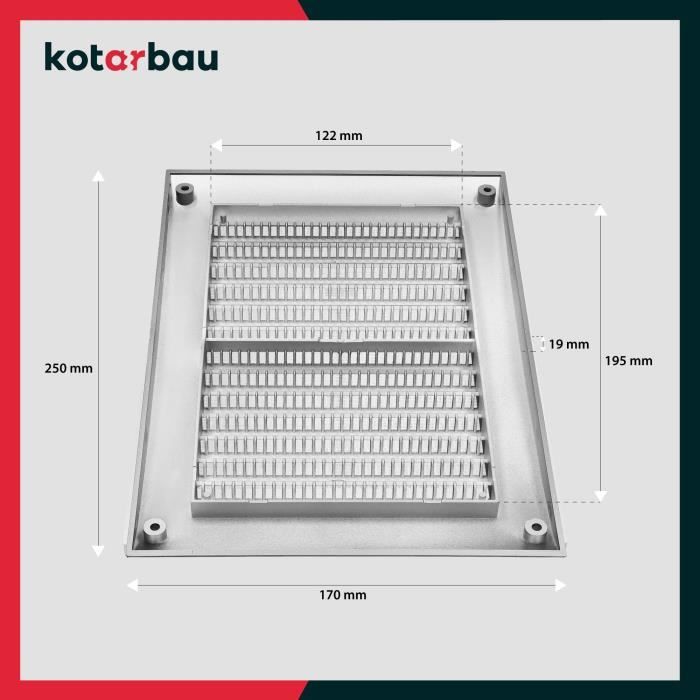 Ventilation Grille - KOTARBAU - 170 X 250 Mm - Plastic - Moisture Resistant - Mosquito Net