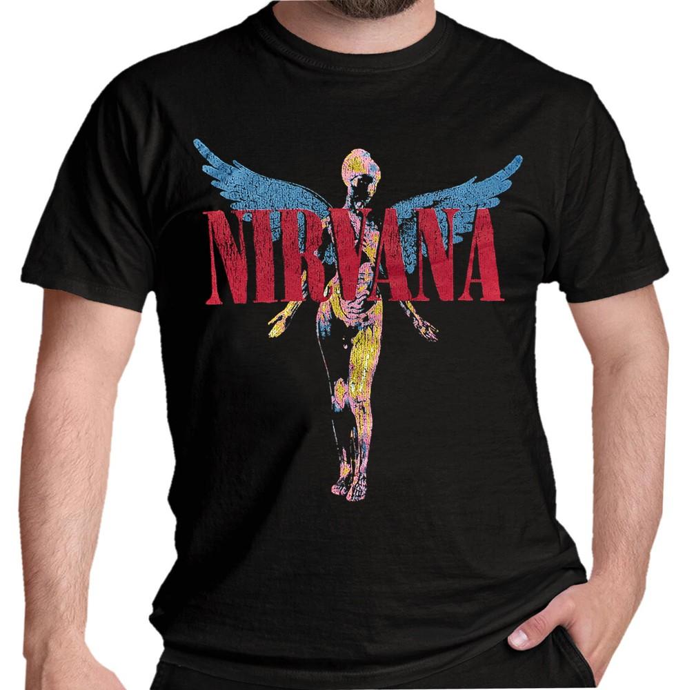 Nirvana T Shirt In Utero Angelic Kurt Cobain Black Grunge New