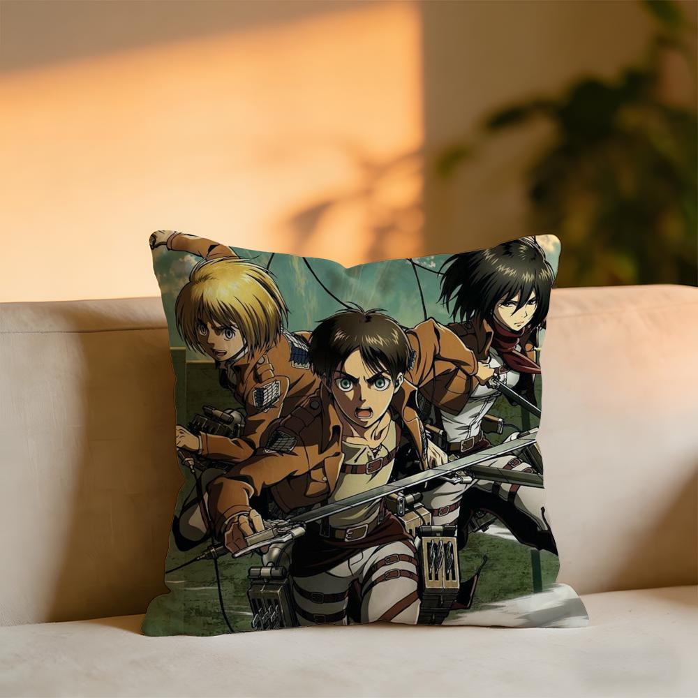 Attack on Titan Kissenbezug Gemütliches Samt-Kissen Weiches Warmes Kissen für Sofa Bett