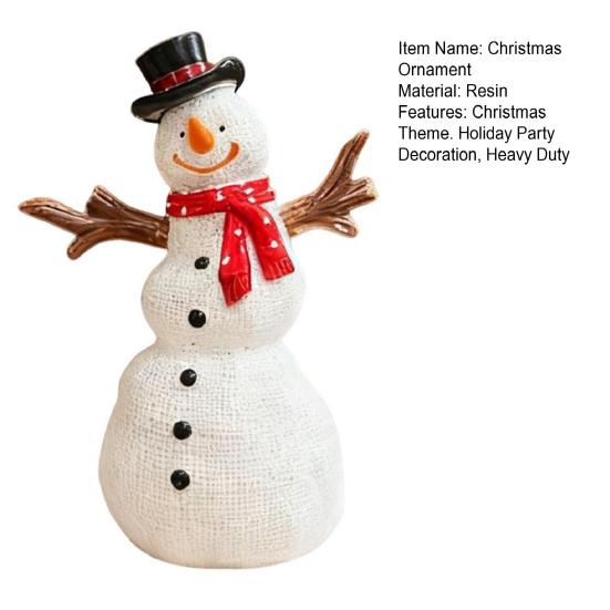 Mini Christmas Tree Figurine Cartoon Snowman Resin Statue Holiday Party Home Office Desktop Decoration Ornament Festival Gift