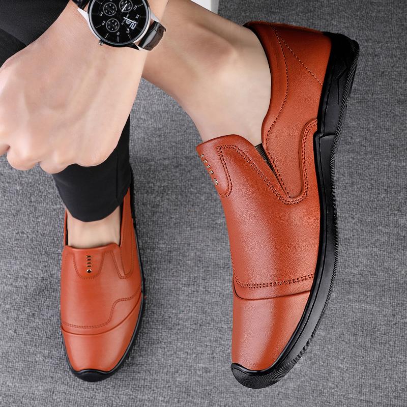 Men's Genuine Leather Handmade Shoes Moccasin Men's Comfortable Soft Sole Loafers Men's High Quality Slip-On Casual Shoes Homme