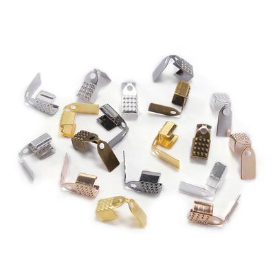 100pcs 4 5 6mm Metal Rope Fastener Crimp Fold Over Cord End Cap Leather Clip Connector For DIY Jewelry Making Findings Supplies