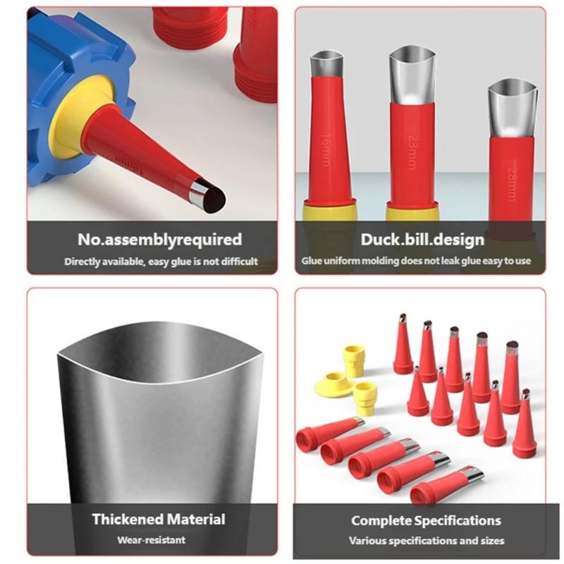 23Pcs Complete Glues Applicator Set with 15 Varied Nozzles and 8 Mounting Bases for Bonding Tasks in Homes and Workshop