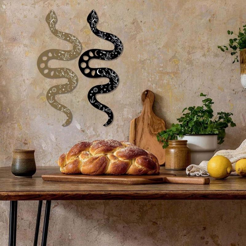 Set of 2 Wall Decors Wood Florals Snake Wall Hangings Sculpture for Apartment Livingrooms Bedroom Halloween Decors