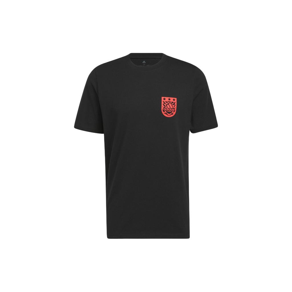 Adidas Logo Print Crew Neck T-Shirt Men Tops Black HA7208