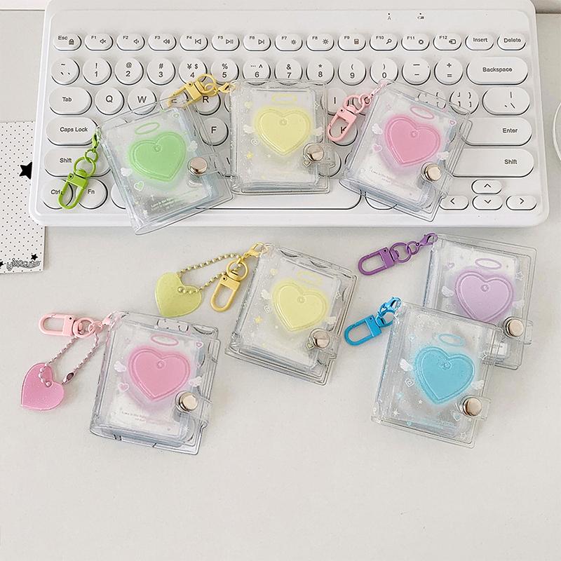 32 Pockets Photo Album 2 Inch Love Heart Hollow Picture Storage Case Keychain Kpop Card Binder Name Card Book Photocard Holder