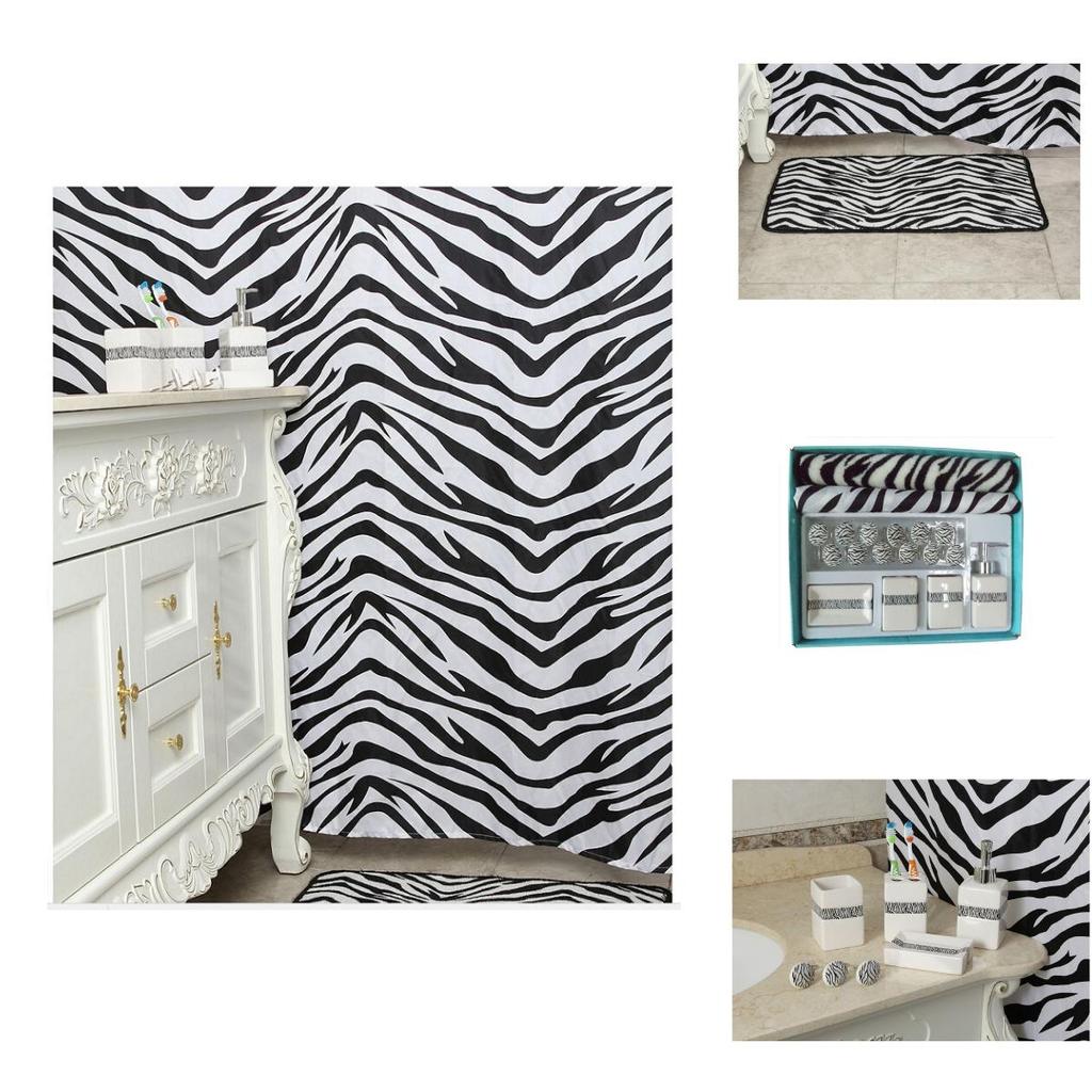 Modern Geometric Polyester Bathroom Set With Shower Curtain And Nonslip Mat For Home Use