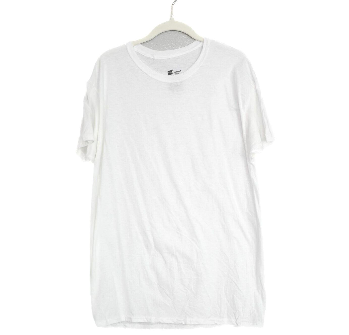 Hanes Comfort Soft Mens White T-Shirt Cotton Plain Crew Neck Short Sleeves Sz L XL