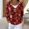 Women's Fashion Long Sleeve Christmas Snowman Snowflake Print Jacket Cardigan