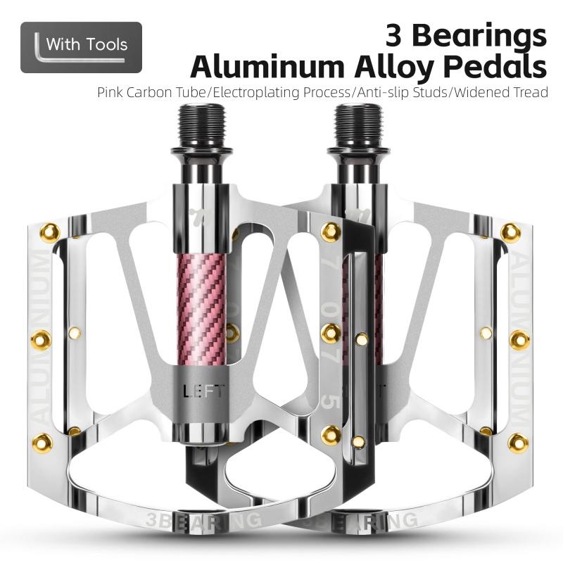 

WEST BIKING Bike Pedal 3 Bearing Electroplated Aluminum Alloy Pedals MTB Road Widen Anti-slip Bicycle Pedals Bike Accessories платиновий