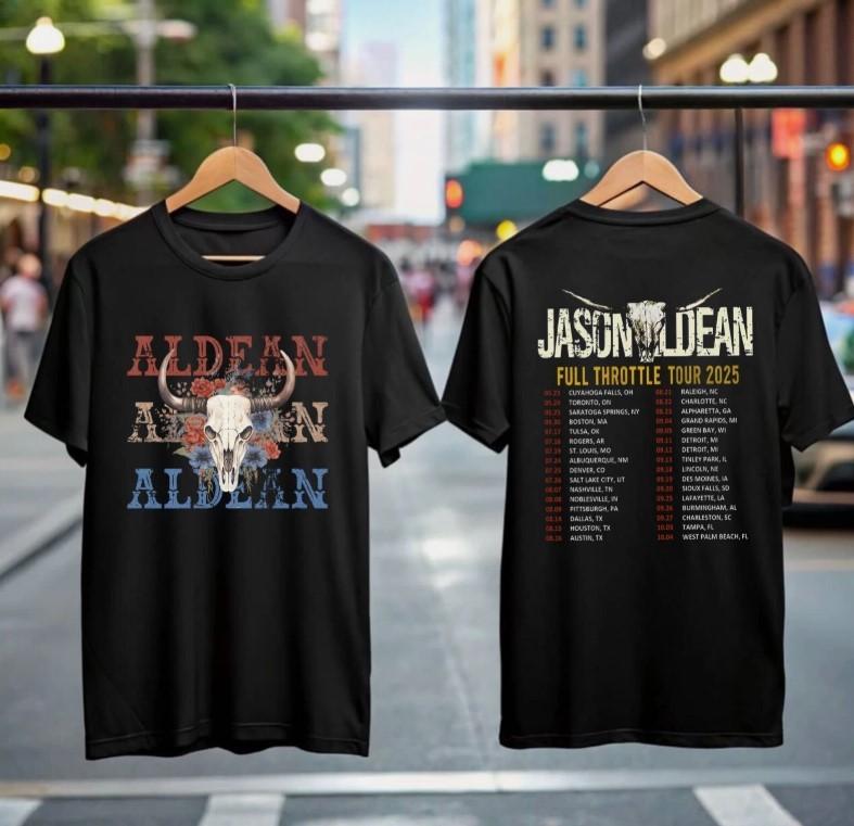 

Jason Aldean Full Throttle Tour 2025 Shirt Country Music Concert Tee Fans Gift Unisex T-Shirt XXXXL
