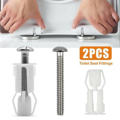 2pcs Toilet Lid Fixing Bolt Stainless Steel Nylon Expansion Screw Nut Toilet Cover Screw Toilet Top Fix Toilet Seat Screws