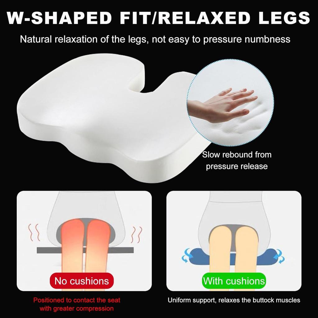 Memory Foam Seat Chair Cushion, Comfortable Auto Cushions for Long Periods of Sitting, Pregnancy Car Seat Cushion for Back, Coccyx & Sacrum Pain