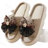 Fashion Linen Women Slippers 2025 Summer Home Slippers Comfortable Thick Sole Platform Ladies Fashion Bowknot Indoor Slipper Wholesale