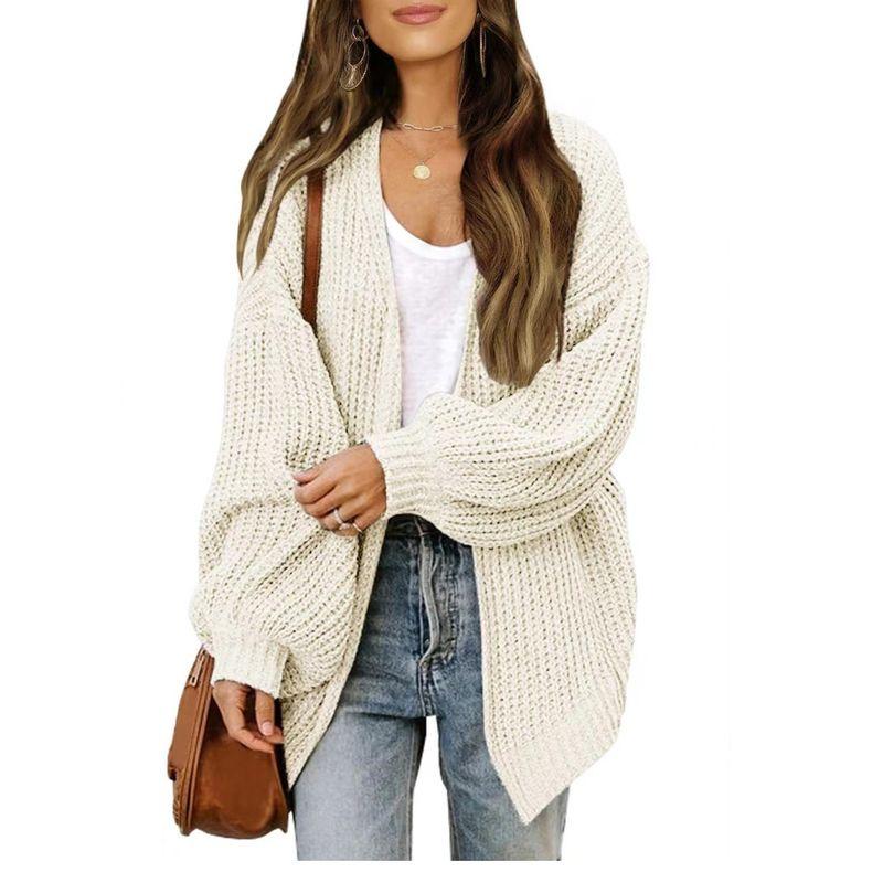 Spring, Autumn and Winter New Cross-Border New Solid Students Fashion Loose Vintage sweater Outerwear Leisure Knit cardigan Women