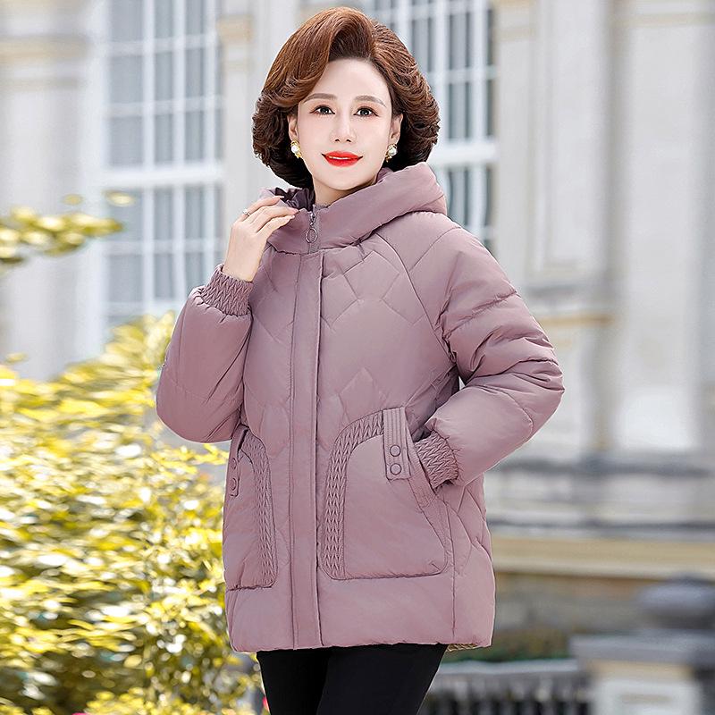 

Зимнее пальто темпераментного кроя большого размера для женщин среднего возраста - Утепленная хлопковая куртка с бархатной подкладкой 3XL (125-135 jin) розовый