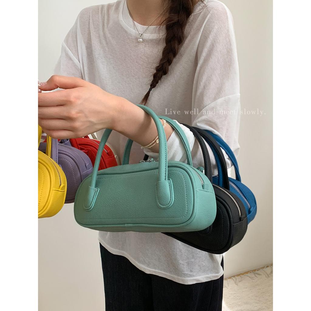 Summer Macaron Color Hand-held Bowling Bag, Stylish and Simple Commuter Bag, Cross-body Small Square Bag