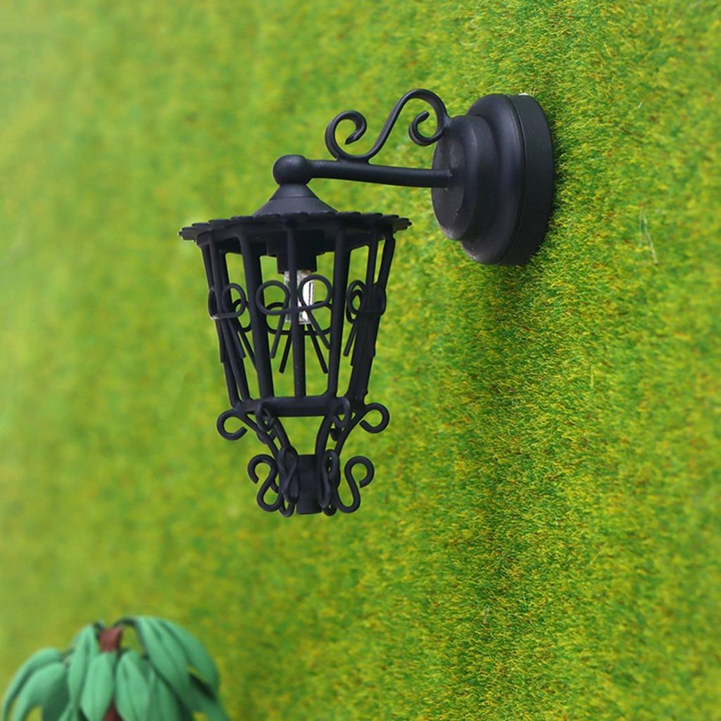Miniature Hollowed Wall Sconce 1/12 Black Metal Wall Lamp for Dollhouse Living Room Hallway Garden Scene Decoration
