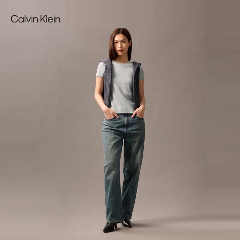 Calvin Klein Jeans Women's Ribbed Round Neck Short Sleeve Tee