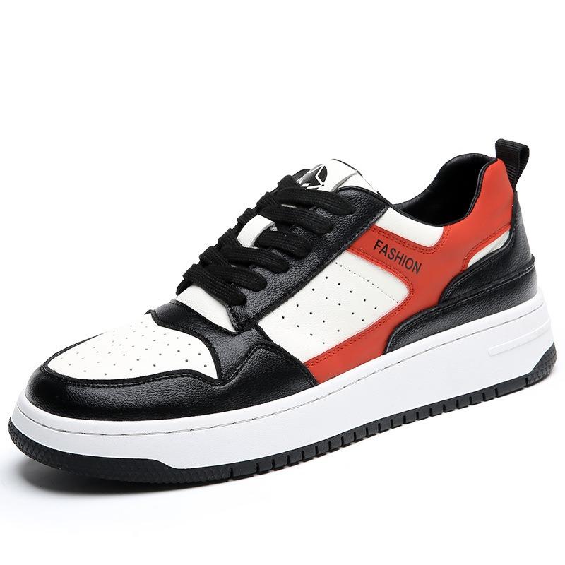 Spring New Trend Versatile Breathable Height Increasing Casual Shoes Men's Leather White Shoes Platform Student Board Shoes