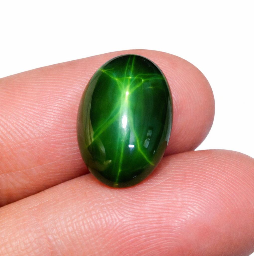 Green Star Sapphire Gemstone Oval Cabochon Loose Stone for Ring Jewelry Making