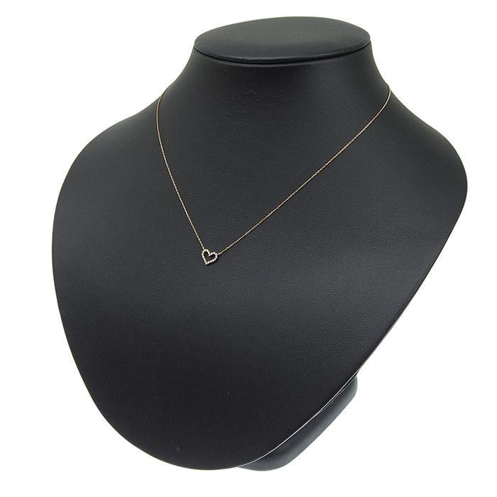 Used STAR JEWERLY Star Jewelry Heart Motif Diamond Necklace K18YG 750 Yellow Gold Diamond 0.06ct 37cm Necklace with Adjuster 1.0g Accessories Ladies
