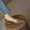 2025 Spring Small Fragrant Wind Medieval Shoes Internet Celebrity Plaid Cloth Color Matching Low Heel Light Mouth Pointed Head Flat Sole Shoes Women