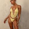 2026 Nouveau Ensemble Maillot de Bain Décontracté Uni Sans Dos Plissé pour Vacances à la Plage