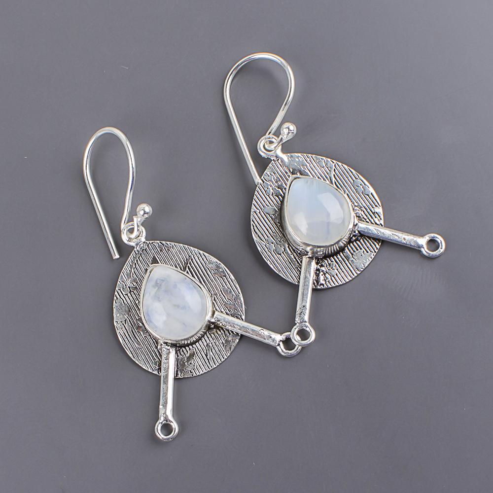 Rainbow Moonstone Jewelry, 925 Solid Sterling Silver Earrings Jewelry, Handmade Earrings Gemstone Jewelry For Women