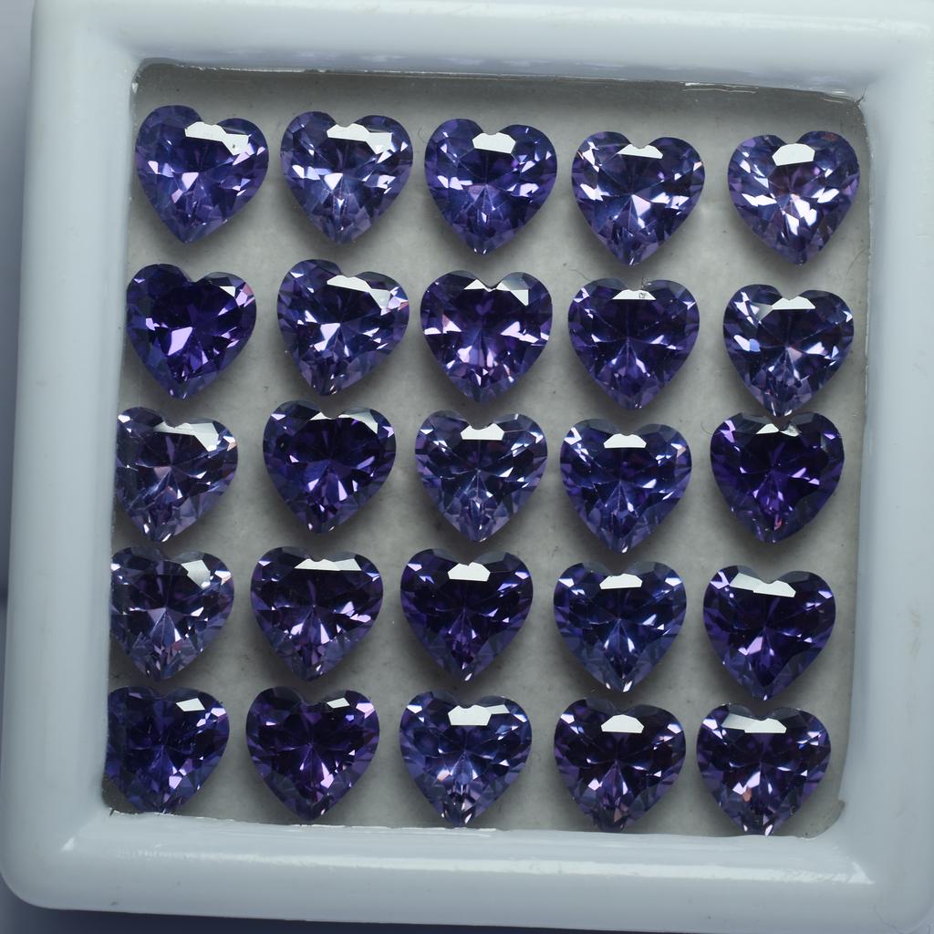 9 PCS Natural Purple Ceylon Sapphire Heart Cut Gemstone CERTIFIED Lot 6x6 MM RS-016
