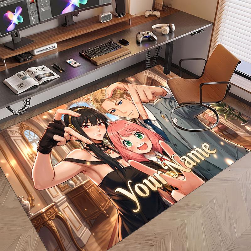Custom Name Crystal Velvet Rug,Spy × Family Comfortable Anti Slip Floor Mat For Room Decoration