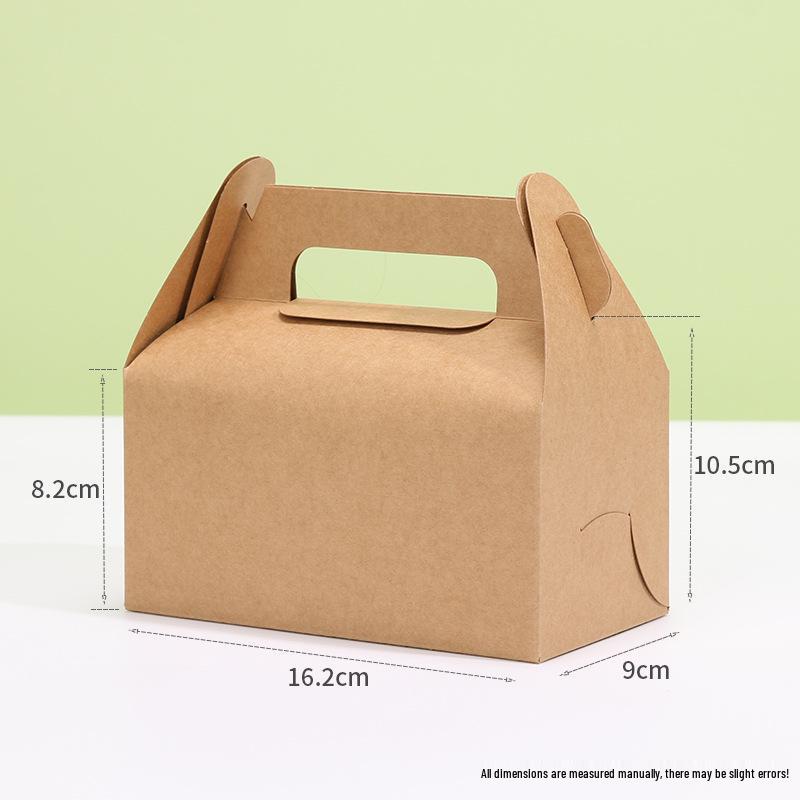 Handheld Kraft Paper Pastry Box for Desserts and Afternoon Tea