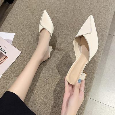 Baotou Rhinestone Half Slippers Women's Fashion Korean Version Women's Shoes New Spring and Summer High-heeled Muller Sandals