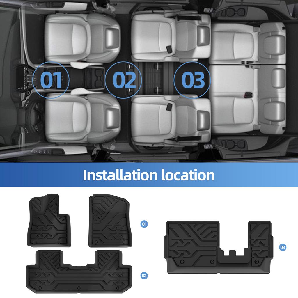 Smabee Left Drive for BYD Tang L/Atto 8/Sealion 8 2025 2026 7Seater (not Fit Refrigerator Model) Car TPE Floor Mats Accessories