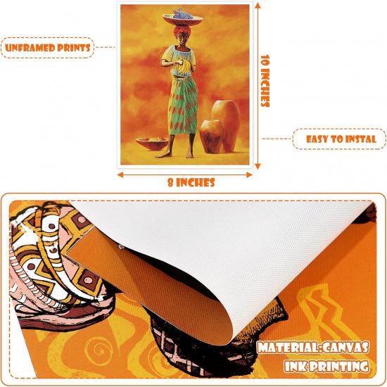 Tenare 9 Pieces Canvas n n Wall Decor Black n Woman Wall Painting Black Art Pictures Retro Ethnic Ancient Poster Unframed, 8 x 10 Inch