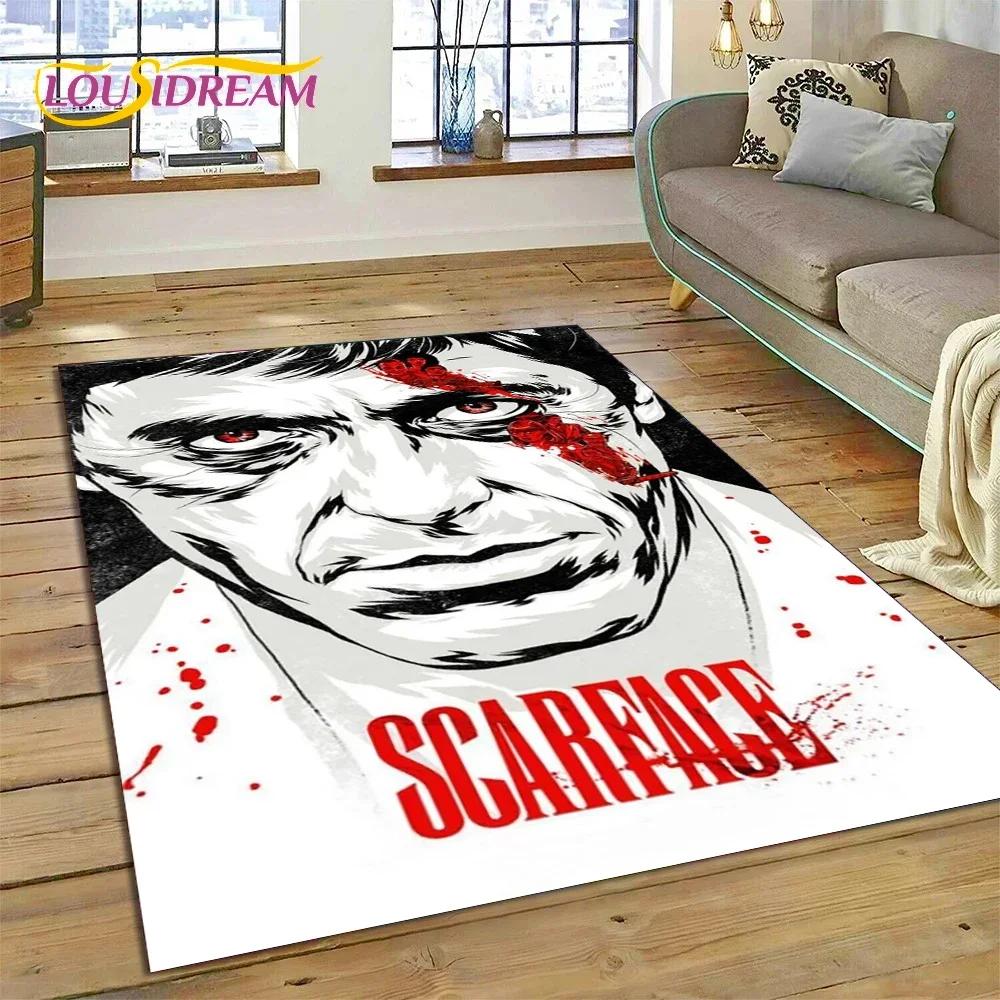 Tappeto Tappeto Movie 3D Printing Scarface Tony per Camera da Letto Soggiorno Casa Decorazione Divano, Tappetino Gioco Bambini Grande Decorazione Pavimento Regalo
