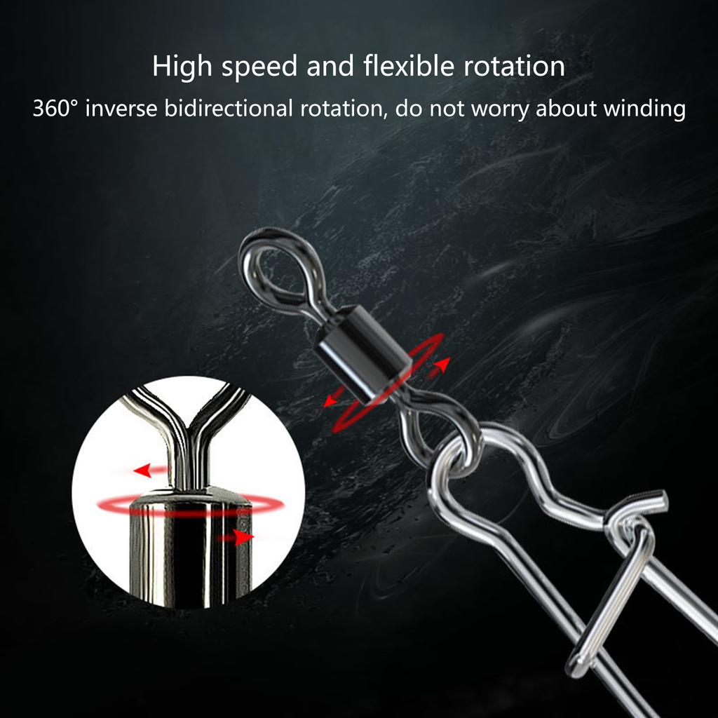 High Strength Rolling Ball Bearing Snaps Fishing Barrel Swivels and Clip Lure Connector Clip for Saltwater Freshwater