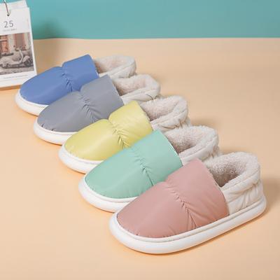 Pantufas grandes de algodão com fundo branco, bolsa de inverno feminina, salto alto, quente e com fundo grosso, sapatos de algodão para confinamento, para homens