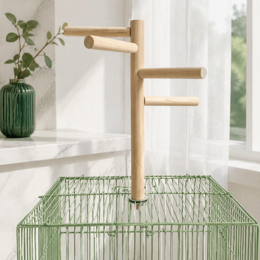 Bolt Mount Connection Bird Perch Stand Rotatable Assembly Wooden Bird Perch Bird Cage