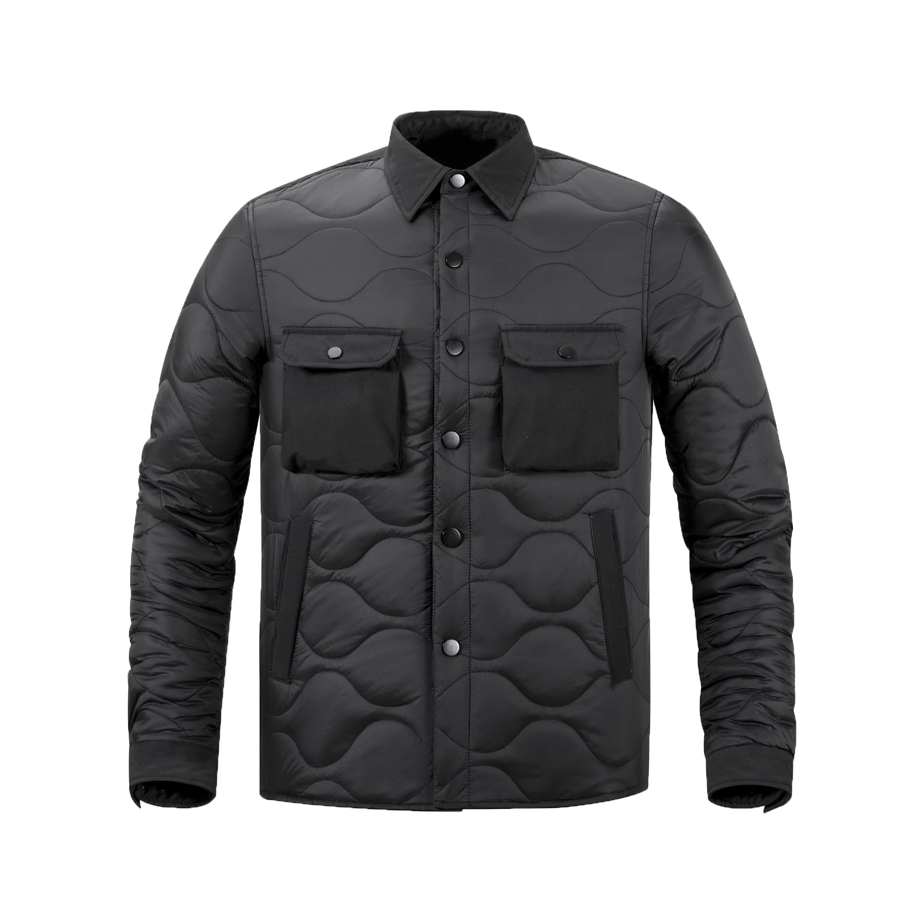 

Мужская стеганая куртка FOMANSH с воротником-стойкой, multiple slim fit, без капюшона, с карманами, теплая, чёрный