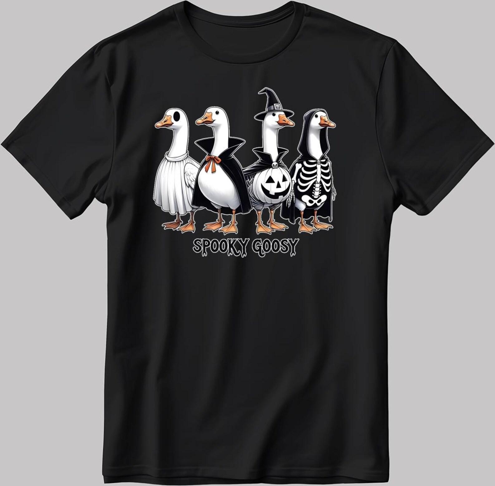 Spooky Goose Halloween T-Shirt: Funny Graphic Tee, Men s/Women s Cotton Shirt V072 L