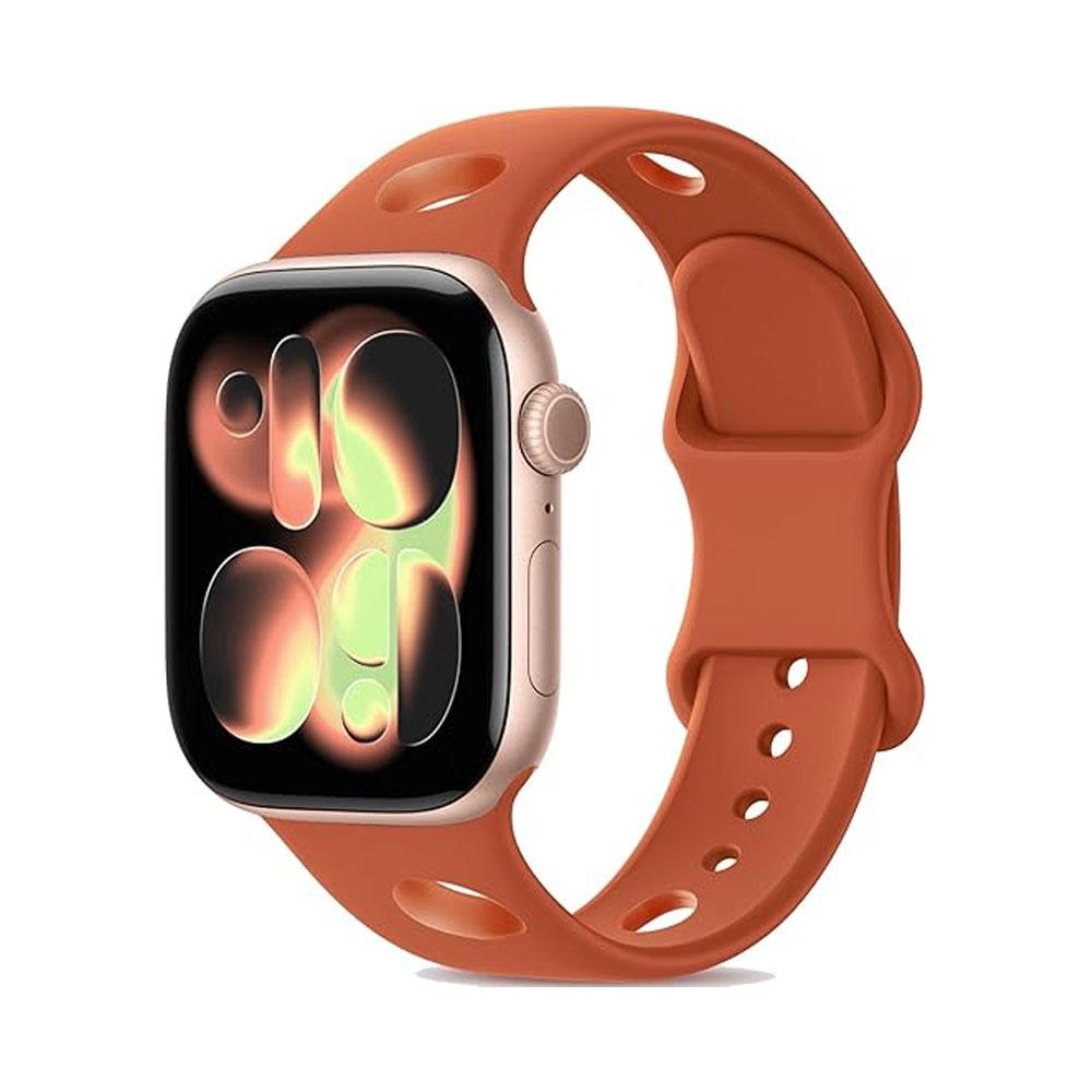 

Silicone Sport Strap For Apple Watch Band 46mm 45mm 44mm 40mm 49mm 41 42 breathable bracelet correa Series 11 10 7 8 9 Ultra SE 38 40 41 S11-42mm коричневый