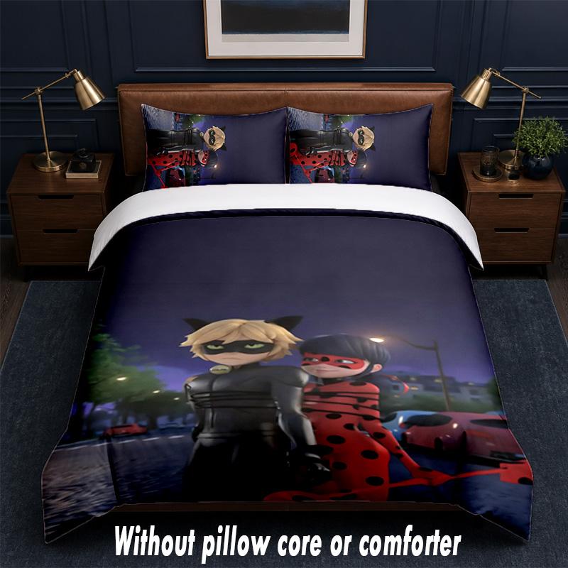 Set Biancheria da Letto Miraculous Ladybug 1 Copripiumino + 2 Federe Morbido Traspirante Biancheria da Letto per la Casa