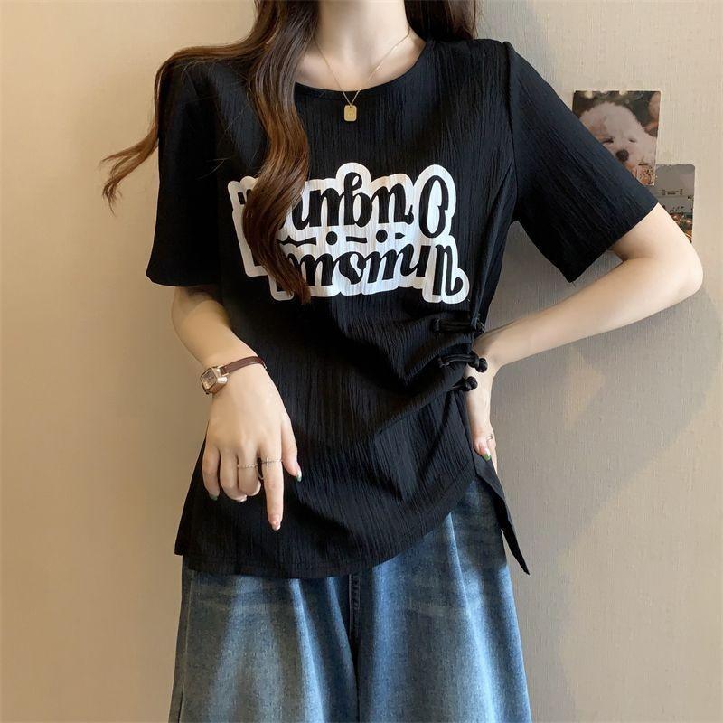 

Summer Women s T Shirt Short Sleeve Shirts Oversized Women Clothing Tees M чёрный